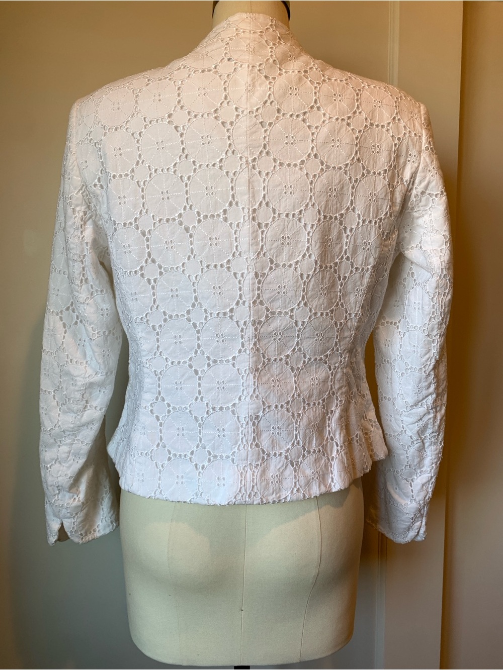 Talbots White Eyelet Button-Front Jacket - Picture 5 of 11